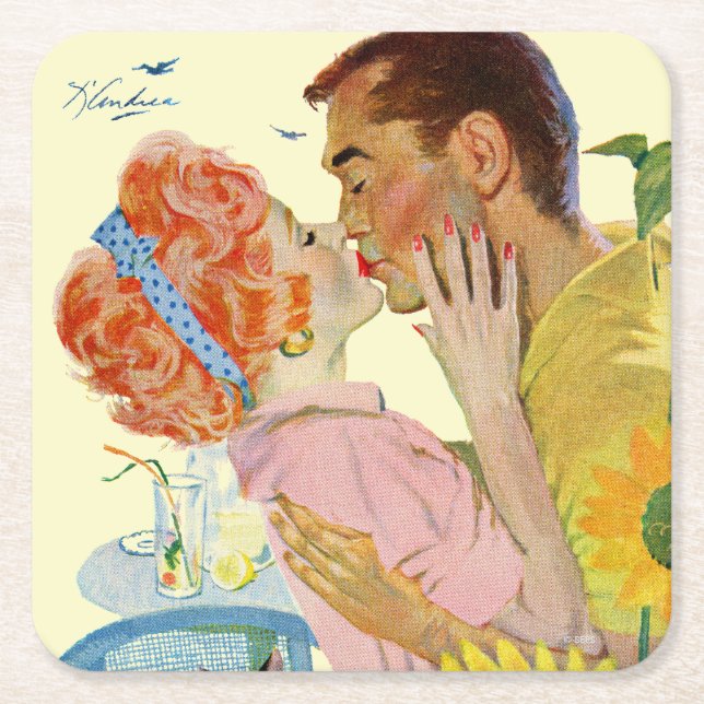 Love-Struck 2 Square Paper Coaster (Front)