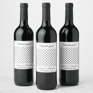 LOVE STRUCK BLACK HEART WHITE CUSTOMIZABLE WINE LABEL