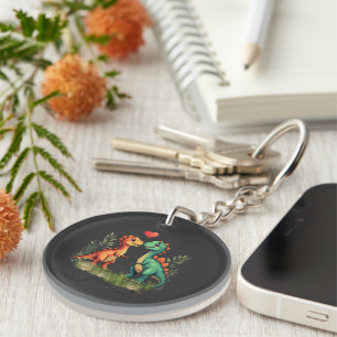 Love struck dinosaurs key ring