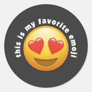 Love- struck emoji classic round sticker