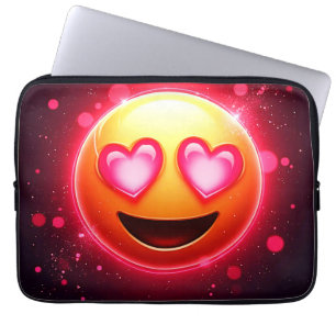 Love Struck Emoji Hearts Glow Laptop Sleeve