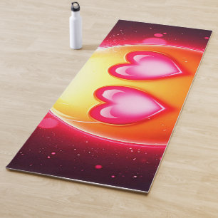 Love Struck Emoji Hearts Glow Yoga Mat