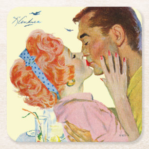 Love-Struck Square Paper Coaster