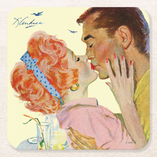Love-Struck Square Paper Coaster (Front)