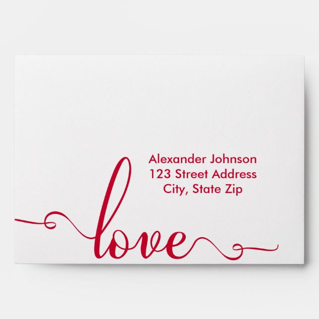 "Love" Stylish Valentines Day Envelopes (Front)