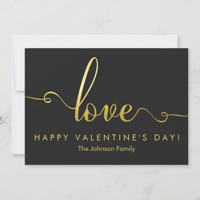 "Love" Stylish Valentines Day Flat Card (Front)