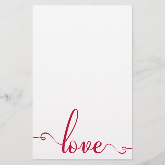 "Love" Stylish Valentines Day Stationery (Front)