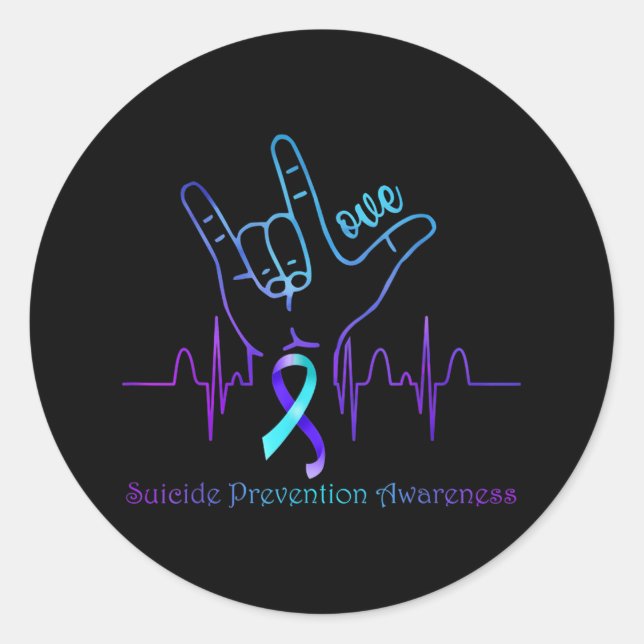 Love Suicide Prevention Awareness Ribbon Support  Classic Round Sticker (Front)