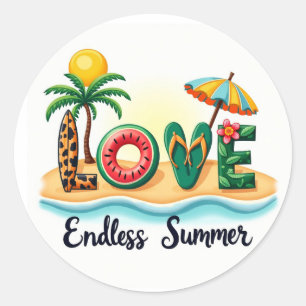 LOVE Summer Beach Cartoon Sticker