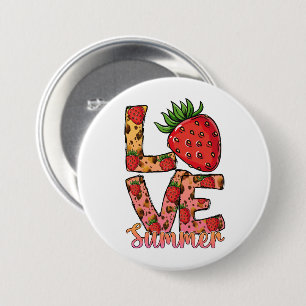 Love & Summer   Pink & Brown   Fresh Strawberry 7.5 Cm Round Badge