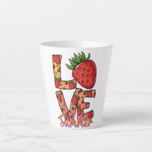 Love & Summer Pink & Brown Fresh Strawberry Latte Mug