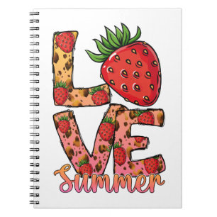 Love & Summer   Pink & Brown   Fresh Strawberry Notebook