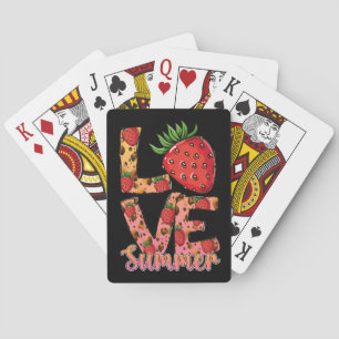 Love & Summer Pink & Brown Fresh Strawberry Playing Cards