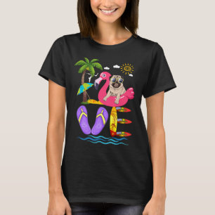 Love Summer Pug Flip Flops Flamingo Dog Pet Lover T-Shirt