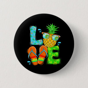 Love Summer Shirt With Pineapple And Flip Flop 6 Cm Round Badge