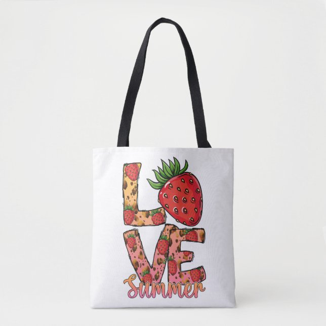 Love Summer Strawberry Tote Bag | Hello Summer Bag (Front)