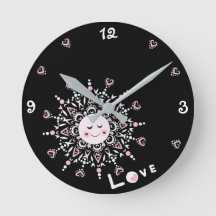 Love Sun Black Acrylic Wall Clock
