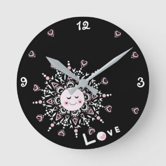 Love Sun Black Acrylic Wall Clock