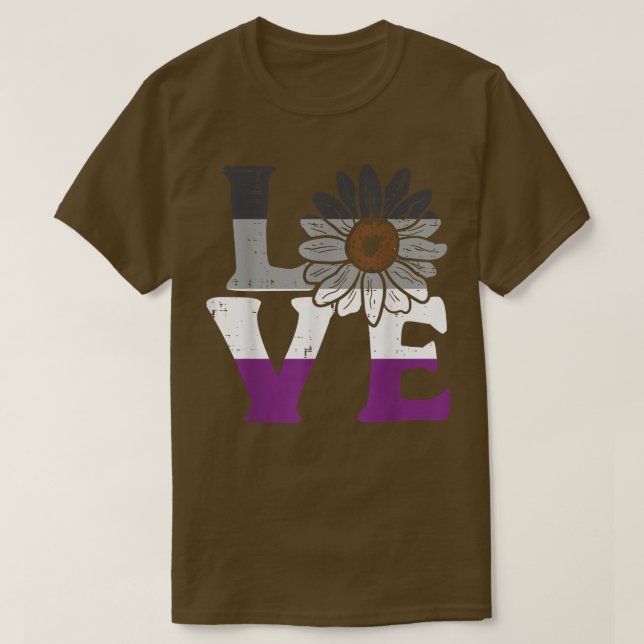 Love Sunflower Aseual Flower Ace Pride Flag LGBTQ  T-Shirt (Design Front)