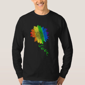 Love Sunflower Floral Lgbtq Rainbow Flag Gay Pride T-Shirt