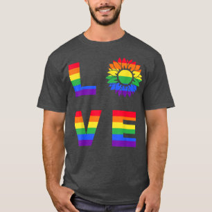 love sunflower floral lgbtq rainbow flag gay pride T-Shirt