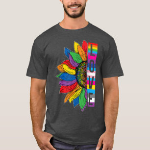 Love Sunflower Floral LGBTQ Rainbow Flag Gay Pride T-Shirt