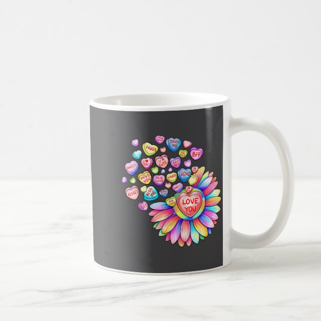 Love Sunflower Hearts Candy Valentines Day Womens  Coffee Mug (Right)