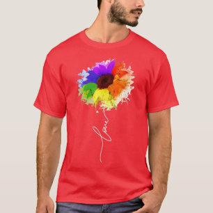 Love Sunflower LGBT Gay Lesbian Rainbow Flag Gay P T-Shirt