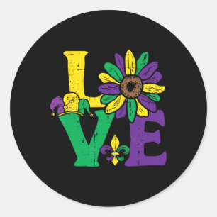 Love Sunflower Mardi Gras New Orleans Flower Women Classic Round Sticker