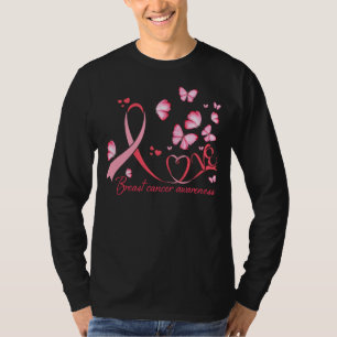 LOVE Sunflower Pink Ribbon Breast Cancer Awareness T-Shirt
