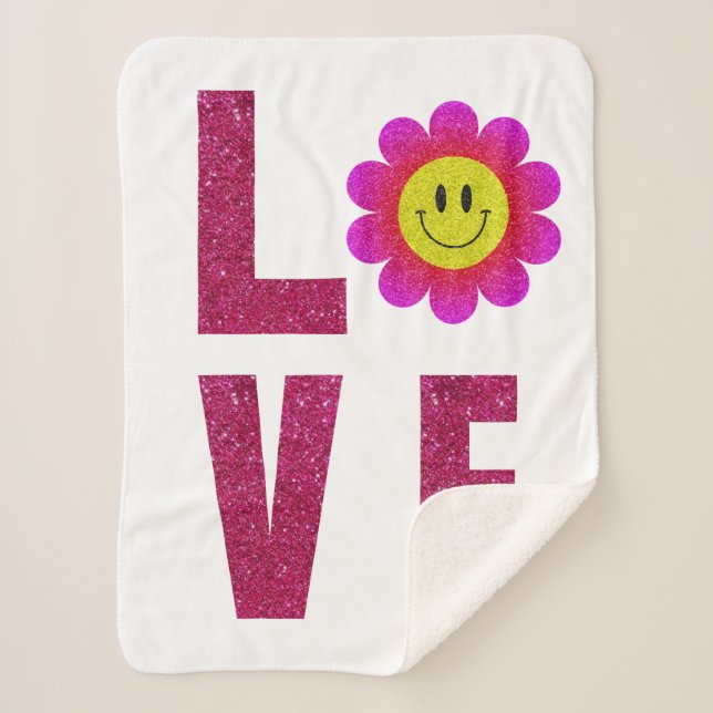 Love Sunflower Sherpa Blanket (Front)