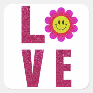 Love Sunflower Square Sticker