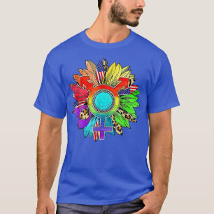 Love Sunflower Turquoise Gay Pride Flower Rainbow T-Shirt