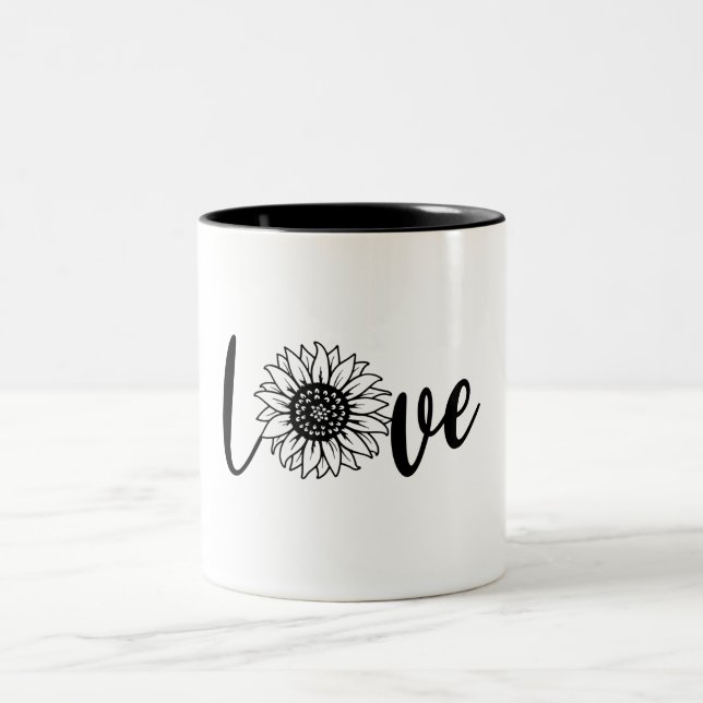 Love sunflower Two-Tone coffee mug (Center)