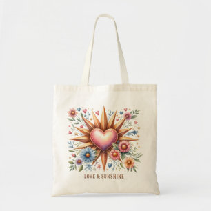 "Love & Sunshine" Floral Heart Tote Bag