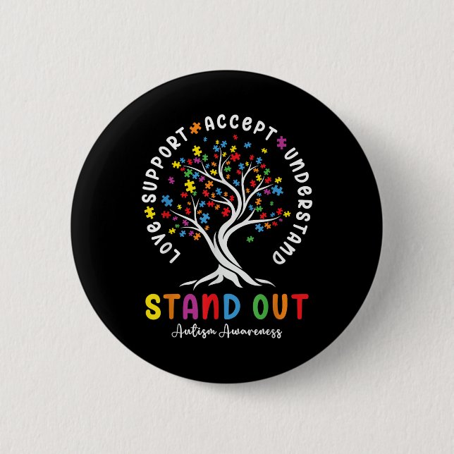 Love Support Accept Understand Autism Awareness Au 6 Cm Round Badge (Front)