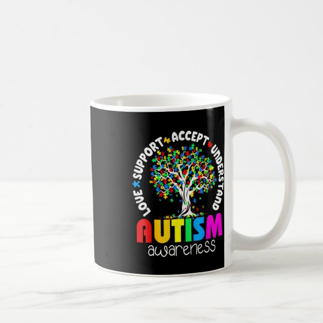 Love Support Accept Understand Autism Awareness  Coffee Mug (Right)