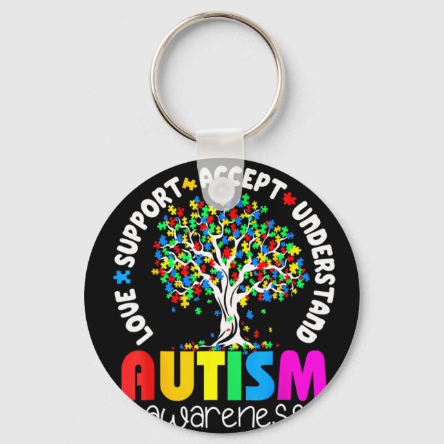 Love Support Accept Understand Autism Awareness  Key Ring (Front)
