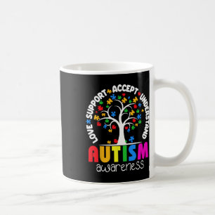 Love Support Accept Understand Puzzle Tree Autism  Coffee Mug