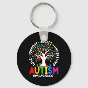 Love Support Accept Understand Puzzle Tree Autism Key Ring