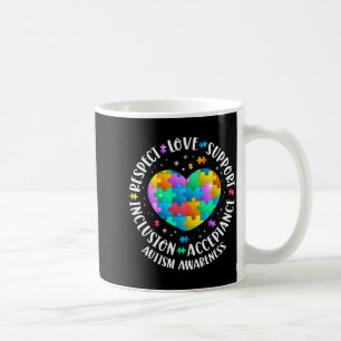 Love support accptance autism awareness heart coffee mug