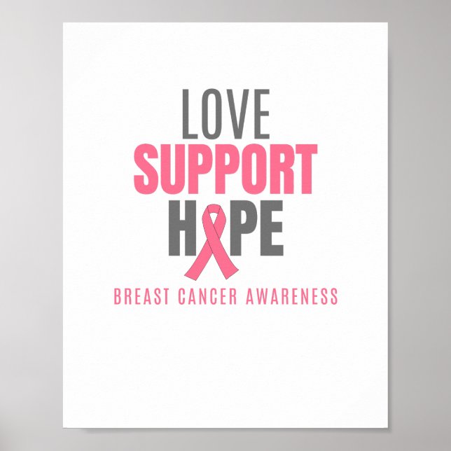 love support hope breast cancer Poster & Prints (Front)