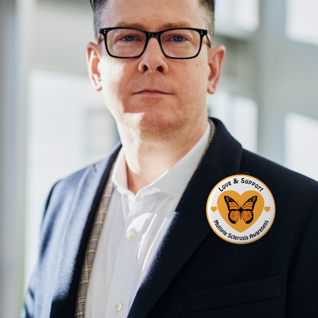 Love & Support Multiple Sclerosis Awareness 6 Cm Round Badge (Creator Uploaded)