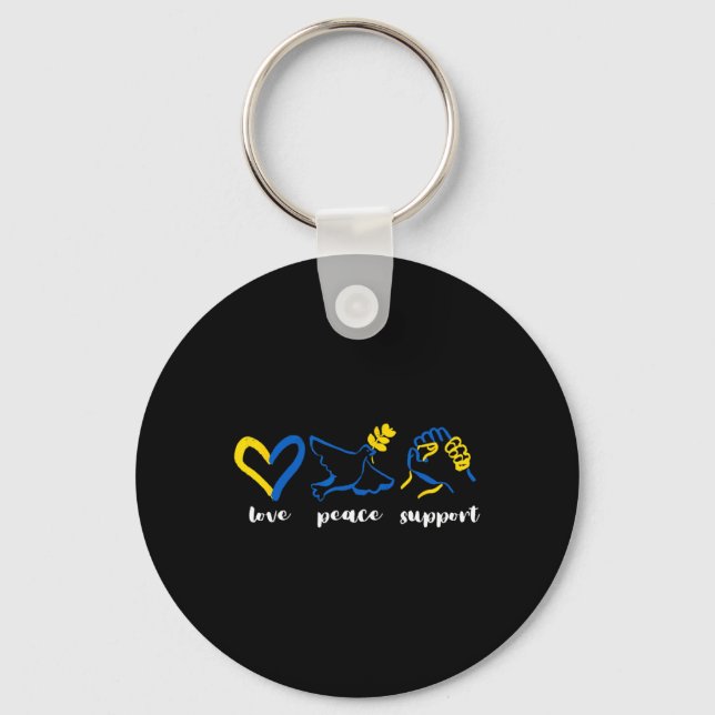 Love Support Peace Ukraine Awareness Heart Unity M Key Ring (Front)