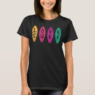 Love Surfing Surfer Retro Sunset Surfboard Silhoue T-Shirt