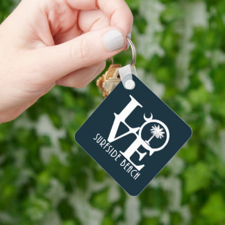 LOVE Surfside Beach SC  House Flag Key Ring