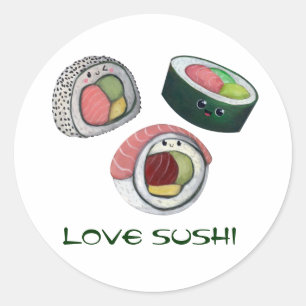 Love Sushi Classic Round Sticker