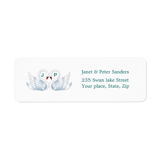 Love swans Monogram Return address label (Front)