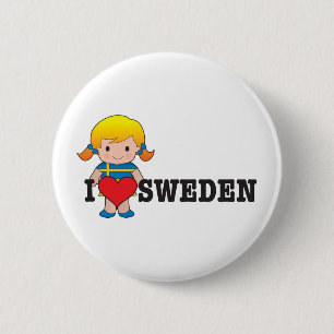 Love Sweden 6 Cm Round Badge