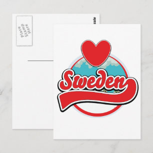 Love Sweden vintage style logo Postcard